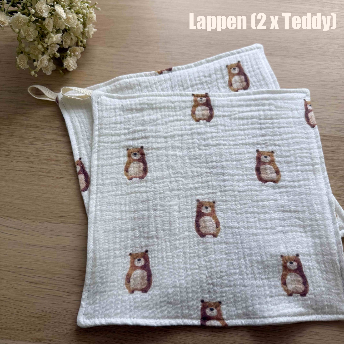 Musselin Waschlappen 2er Set "Elefant und Teddy"