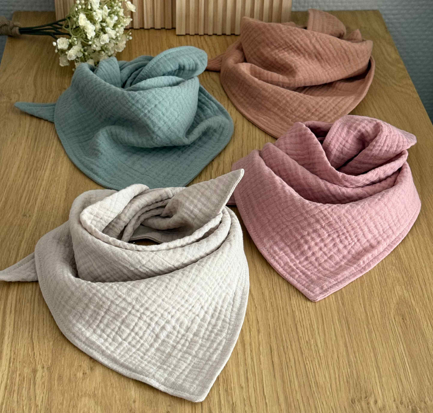 Dreieckstuch aus Musselin uni - verschiedene Farben