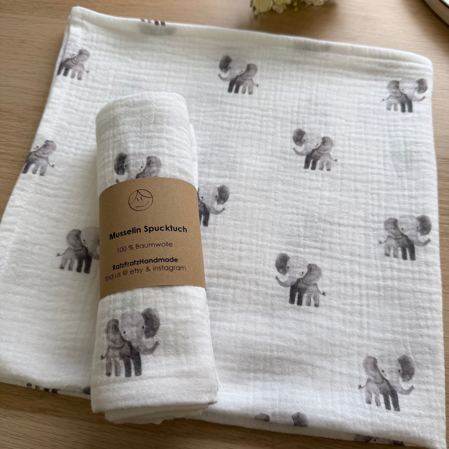 Musselin Spucktücher "Elefant und Teddy"