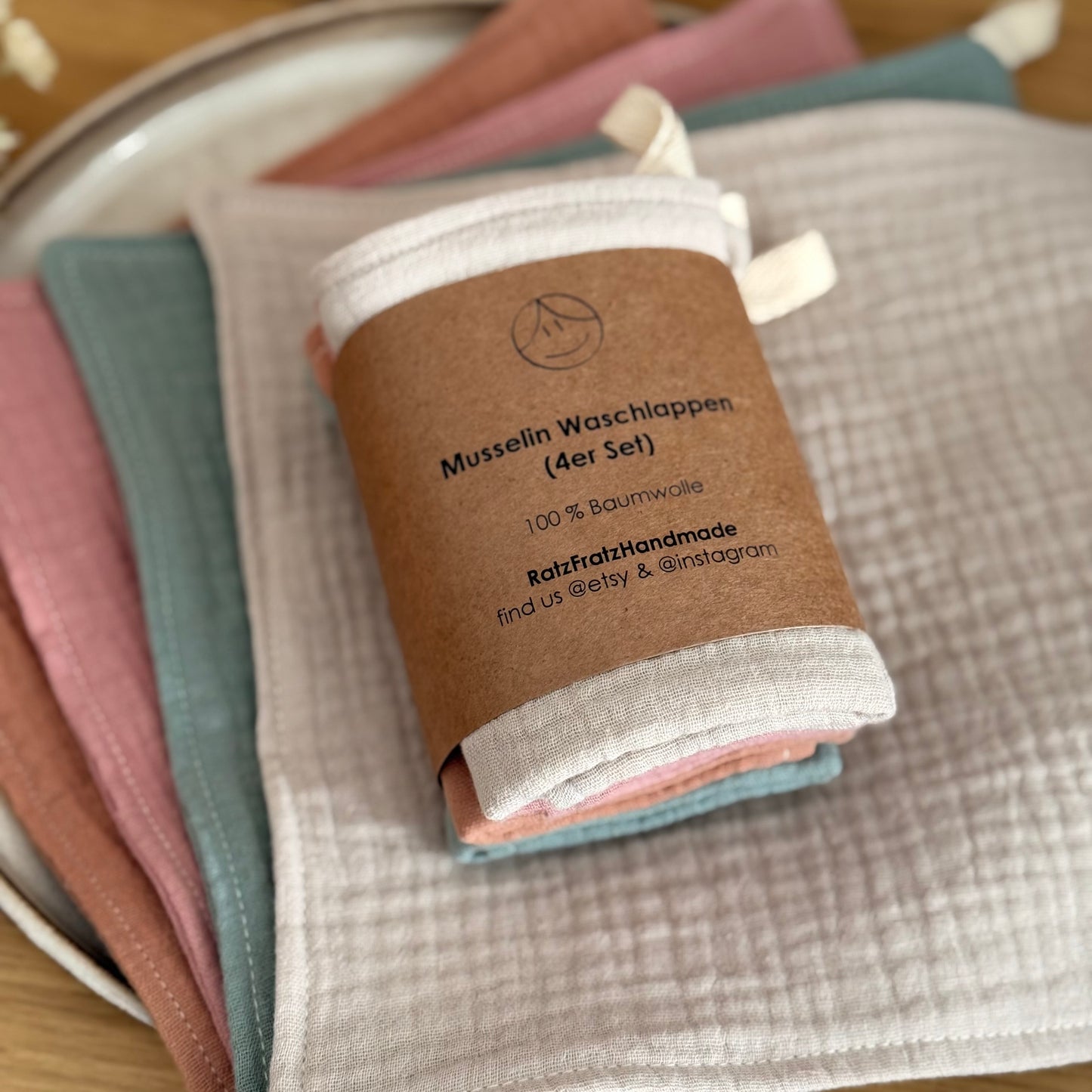 Musselin Waschlappen  4er Set