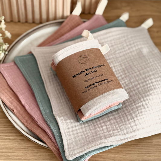 Musselin Waschlappen  4er Set