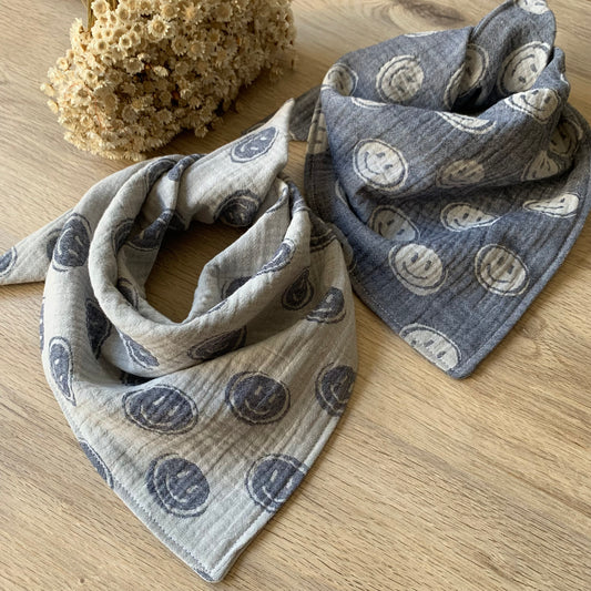 Dreieckstuch "Smileys navy/ecru"